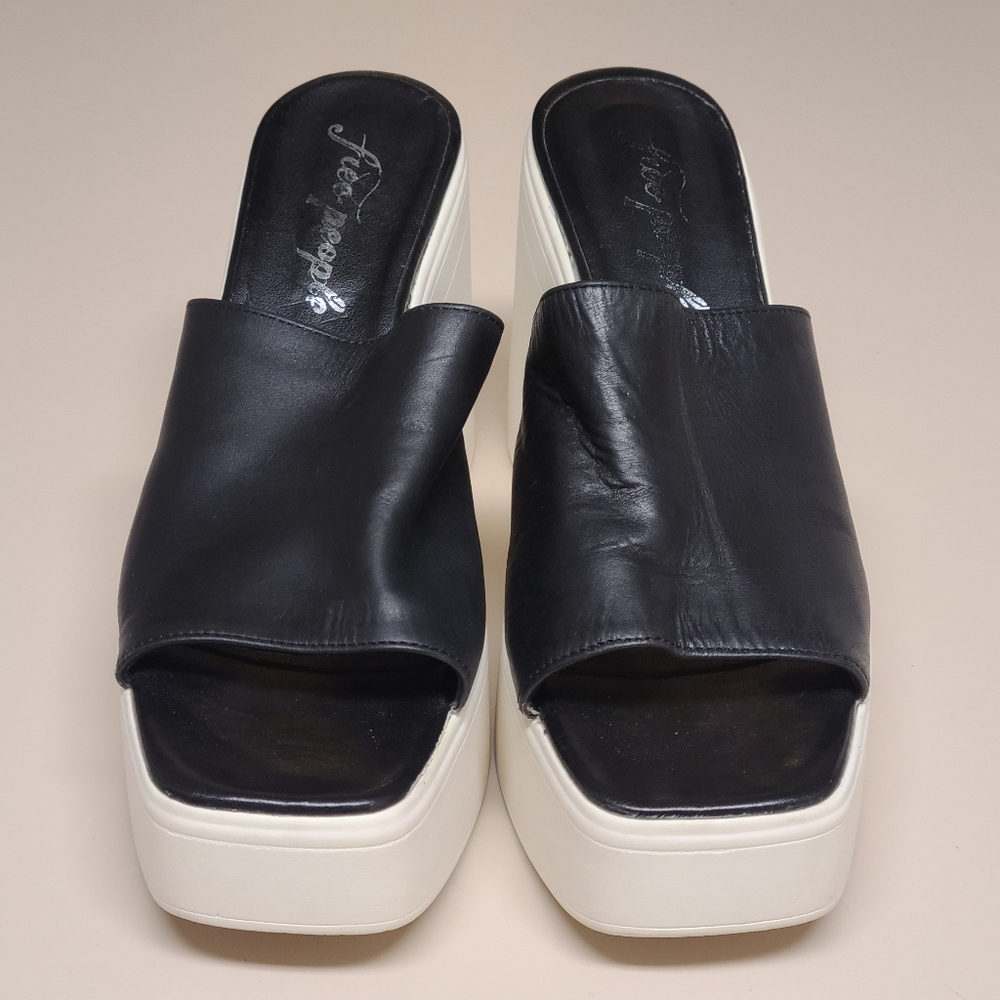 Free People Zoe Leather Platform chunky mule sandals size 41 - Picture 3 of 13